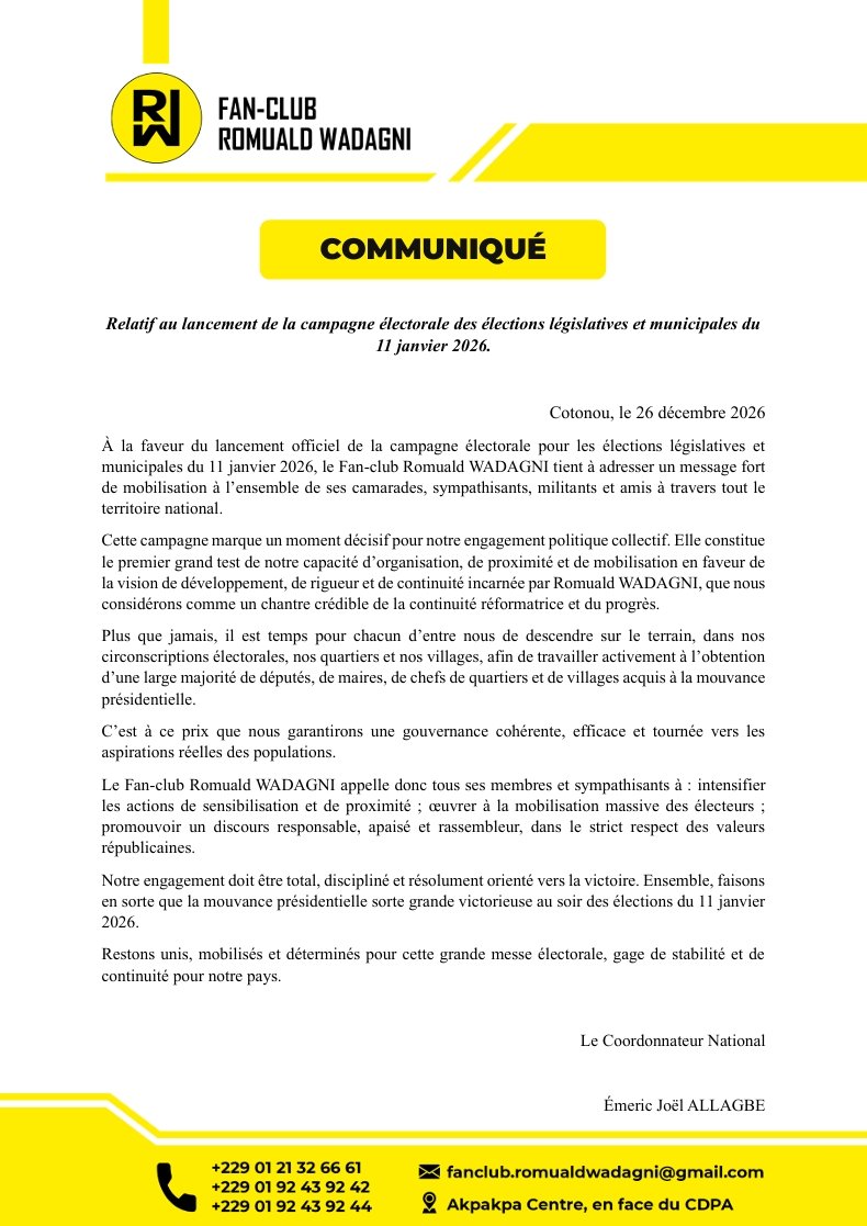 Le Fan-club Romuald Wadagni lance un appel à la mobilisation générale