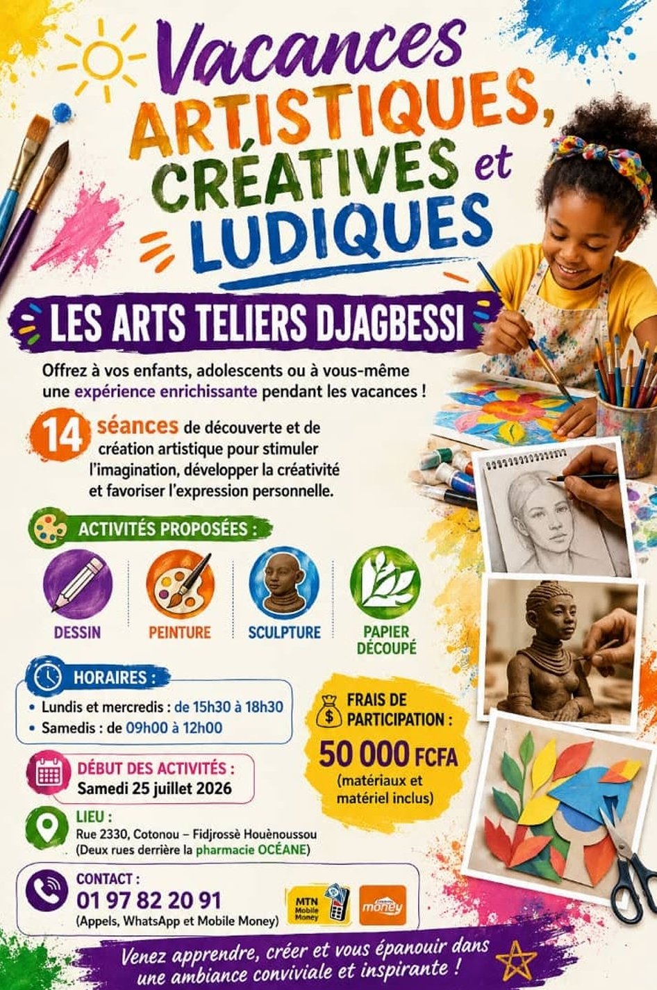 Les Arts Teliers Djagbessi lancent leurs ateliers artistiques dès le 25 juillet