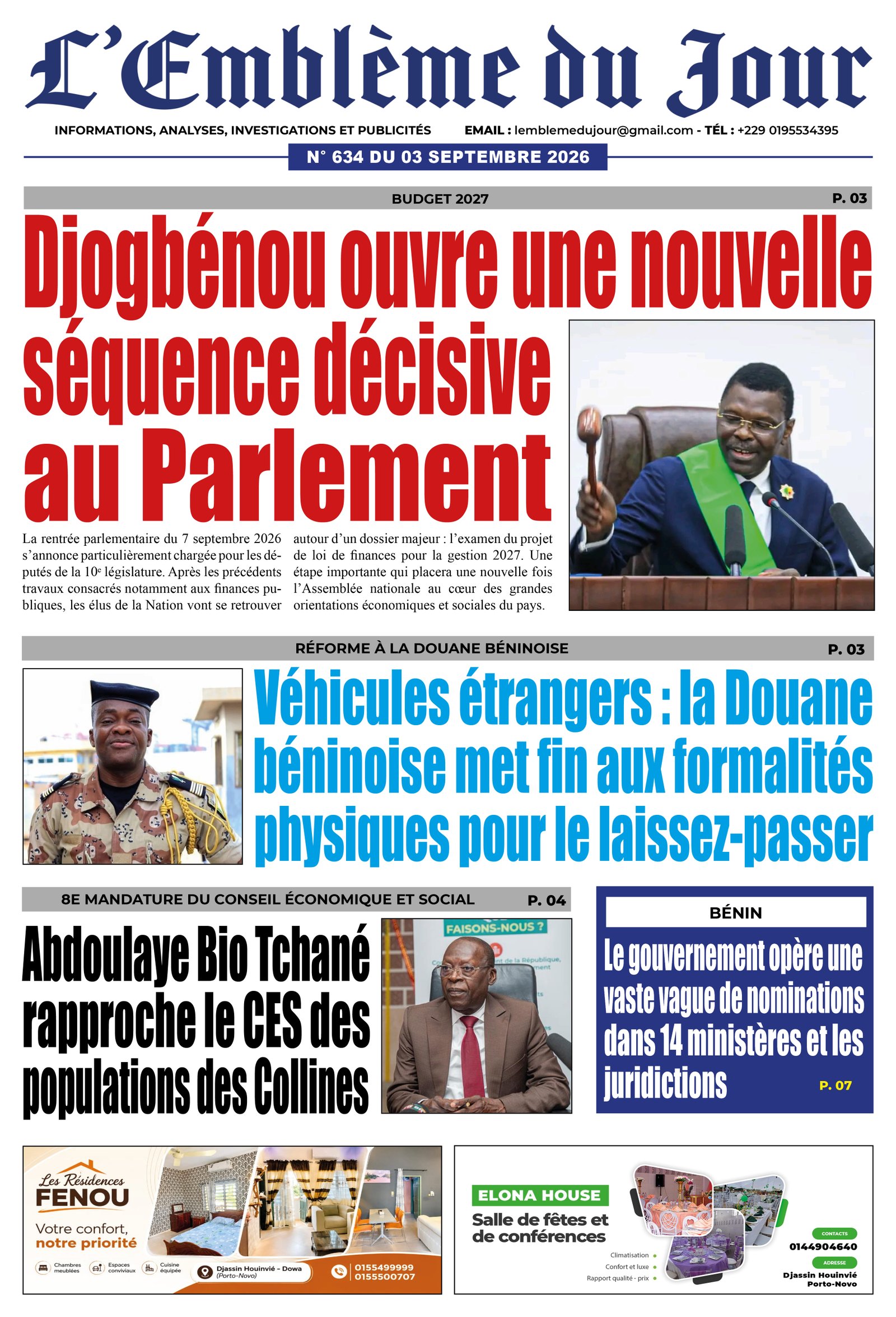 Parution du 03/09/2026