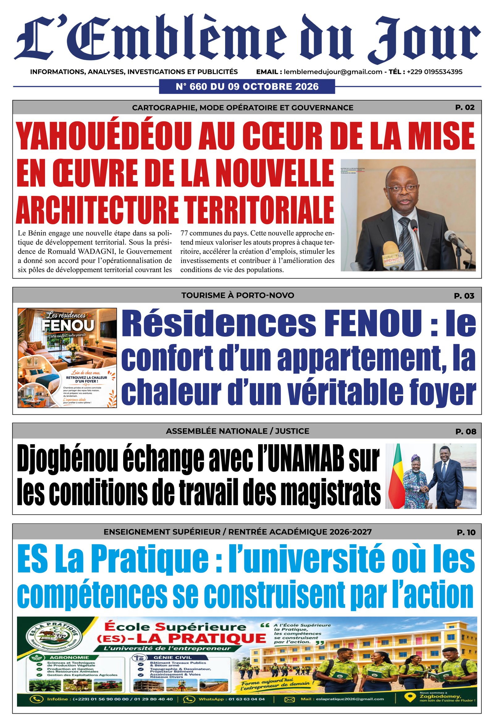 Une du journal