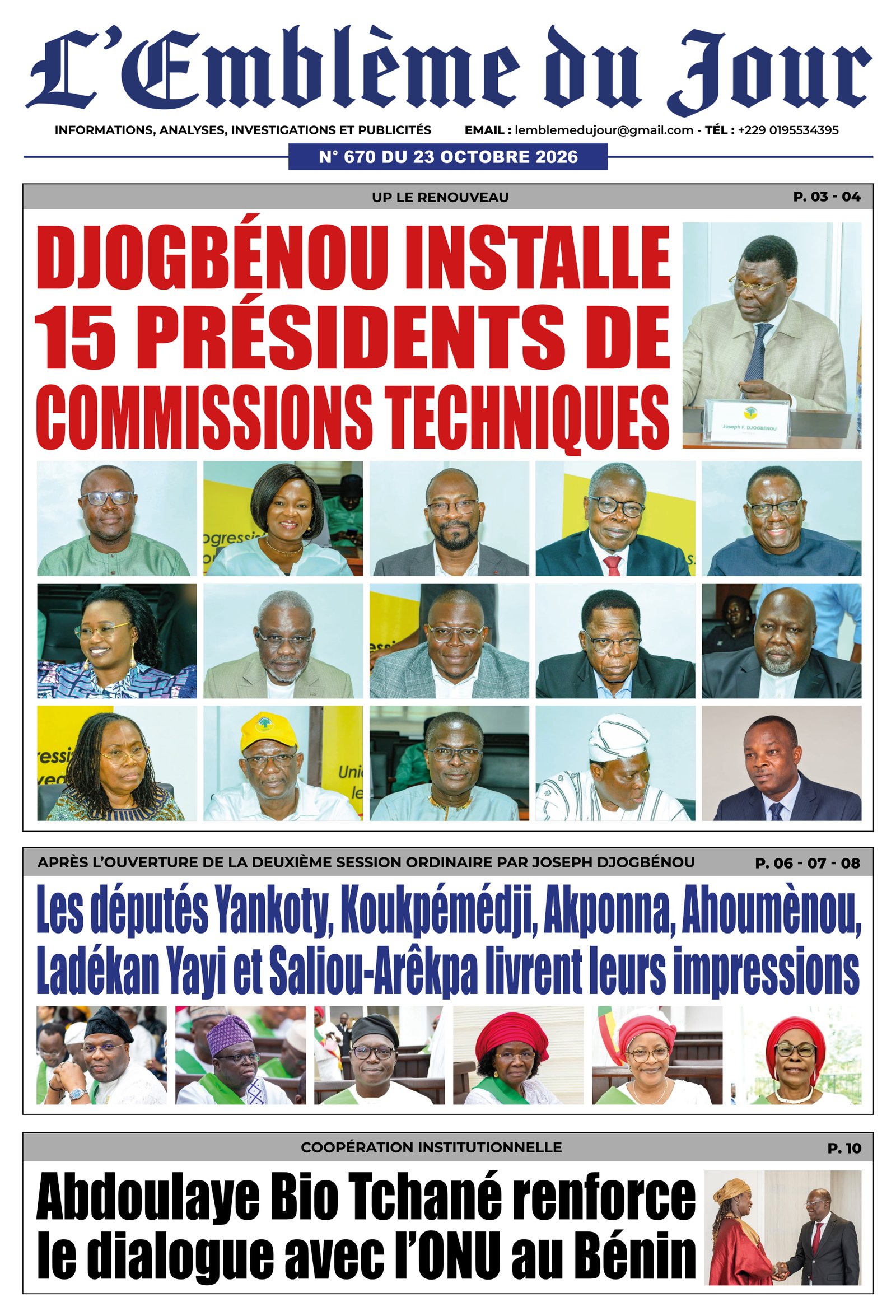 Une du journal